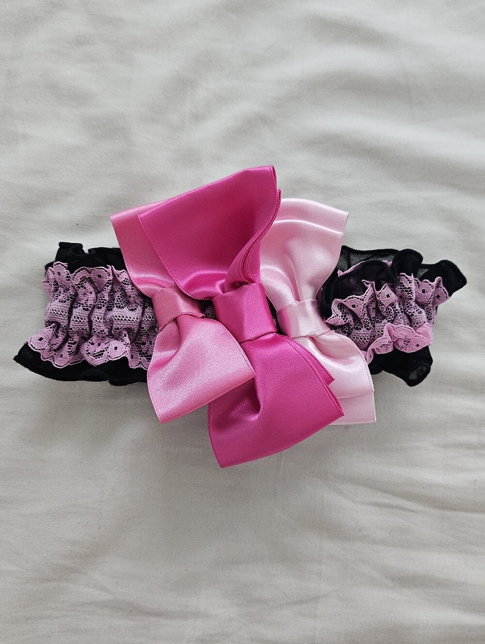Rare Ma*rs Agejo Gyaru Triple Bow Satin And Lace Leg Garter
